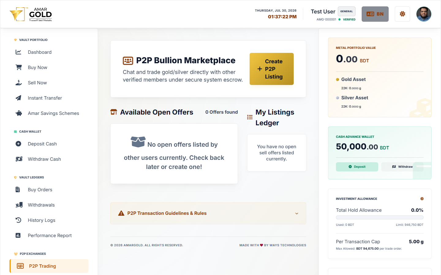 Customer P2P Desktop